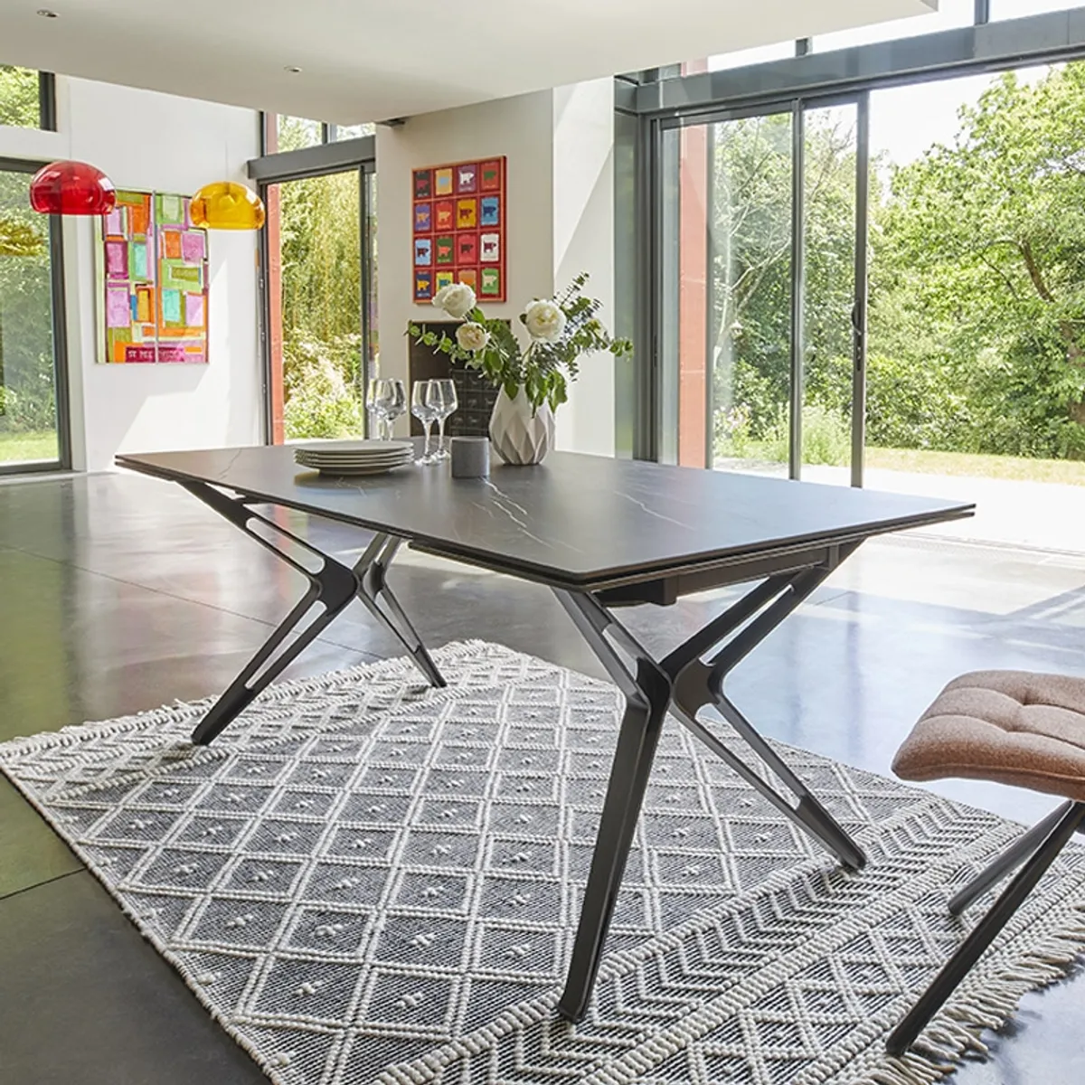 Nova - Table céramique design extensible pieds en X