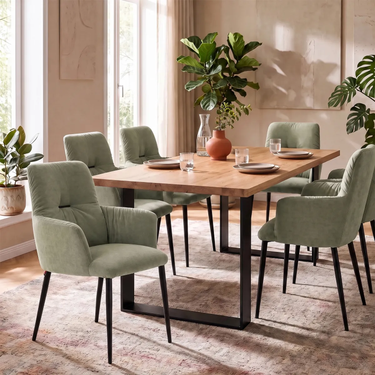 Aura Mobitec® - Chaise avec accoudoirs moderne tissu et pieds en métal — vue 4