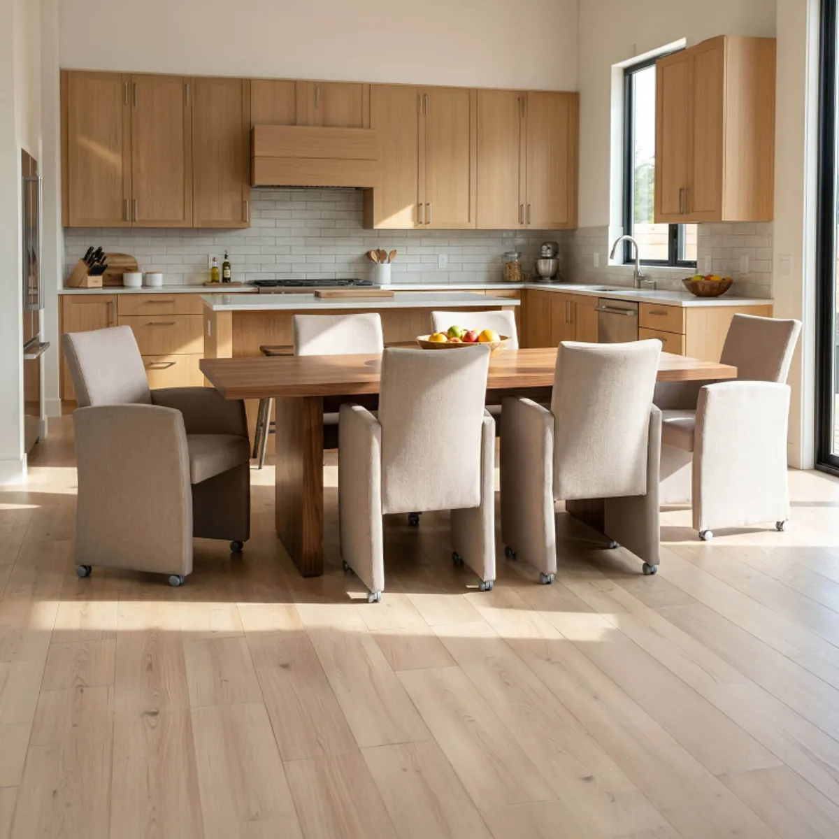 Sarah - Fauteuil de table rembourré en synthétique avec roulettes — vue 3