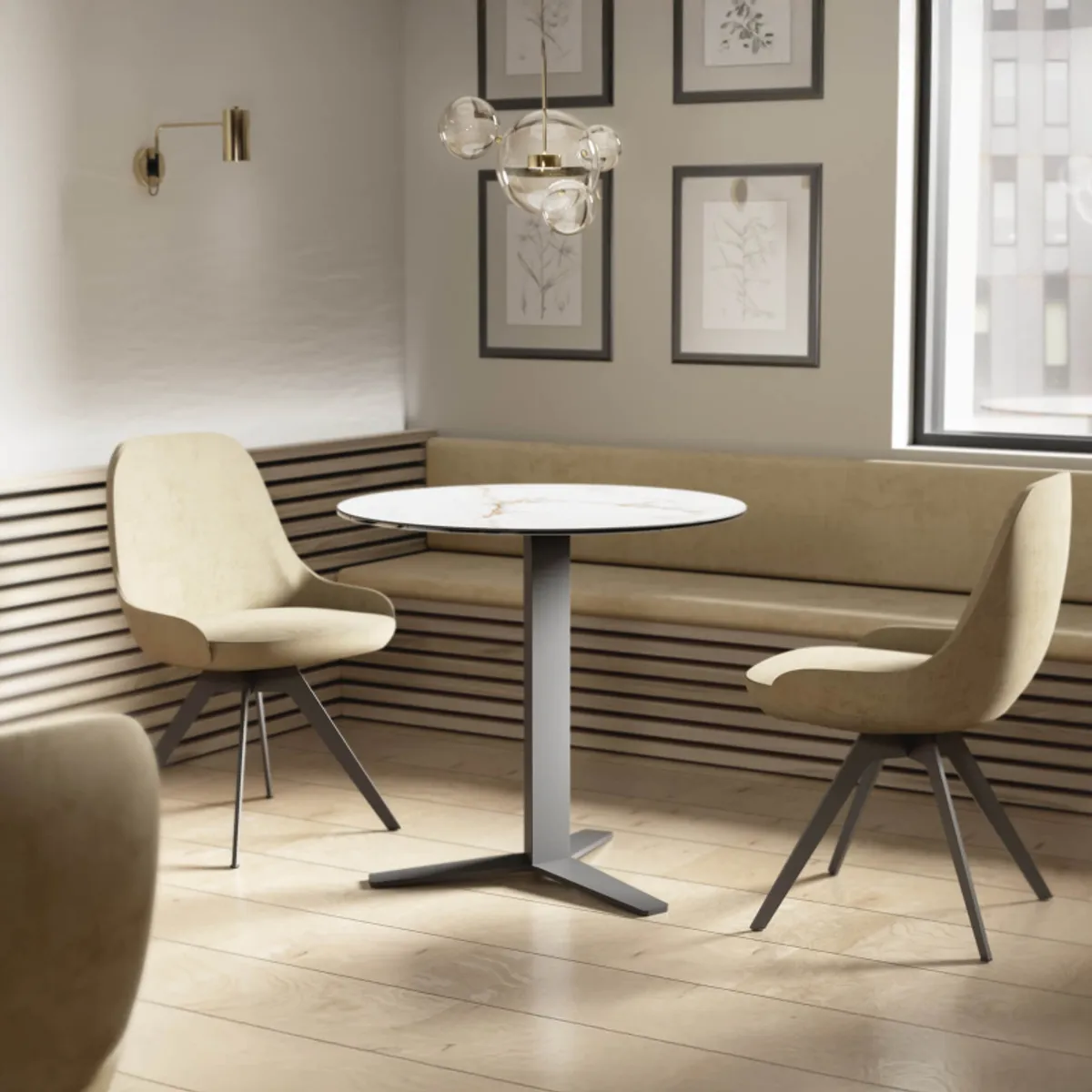 Peliccan - Table ronde petit espace en céramique et métal — vue 3