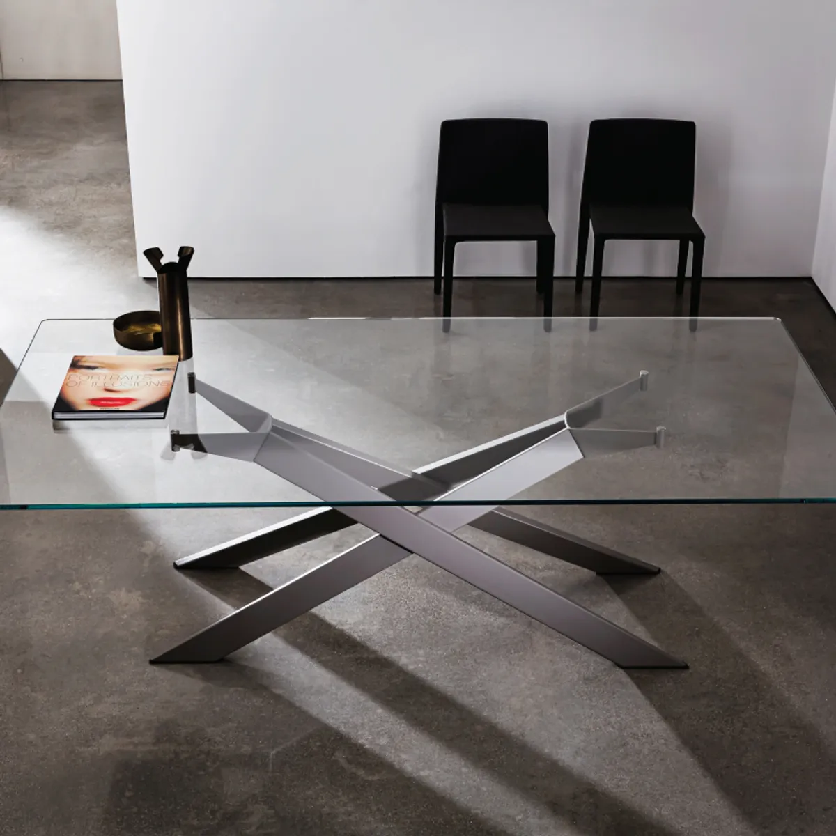 Cross Sovet® - Table de salle à manger design en verre et métal — vue 3