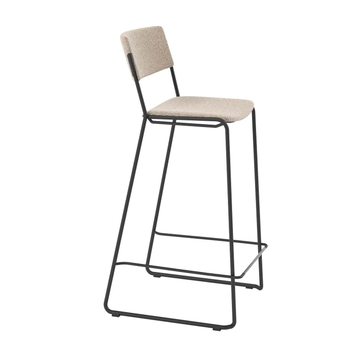 Zoom - Tabouret de bar moderne et épuré en tissu pieds traîneau — vue 4