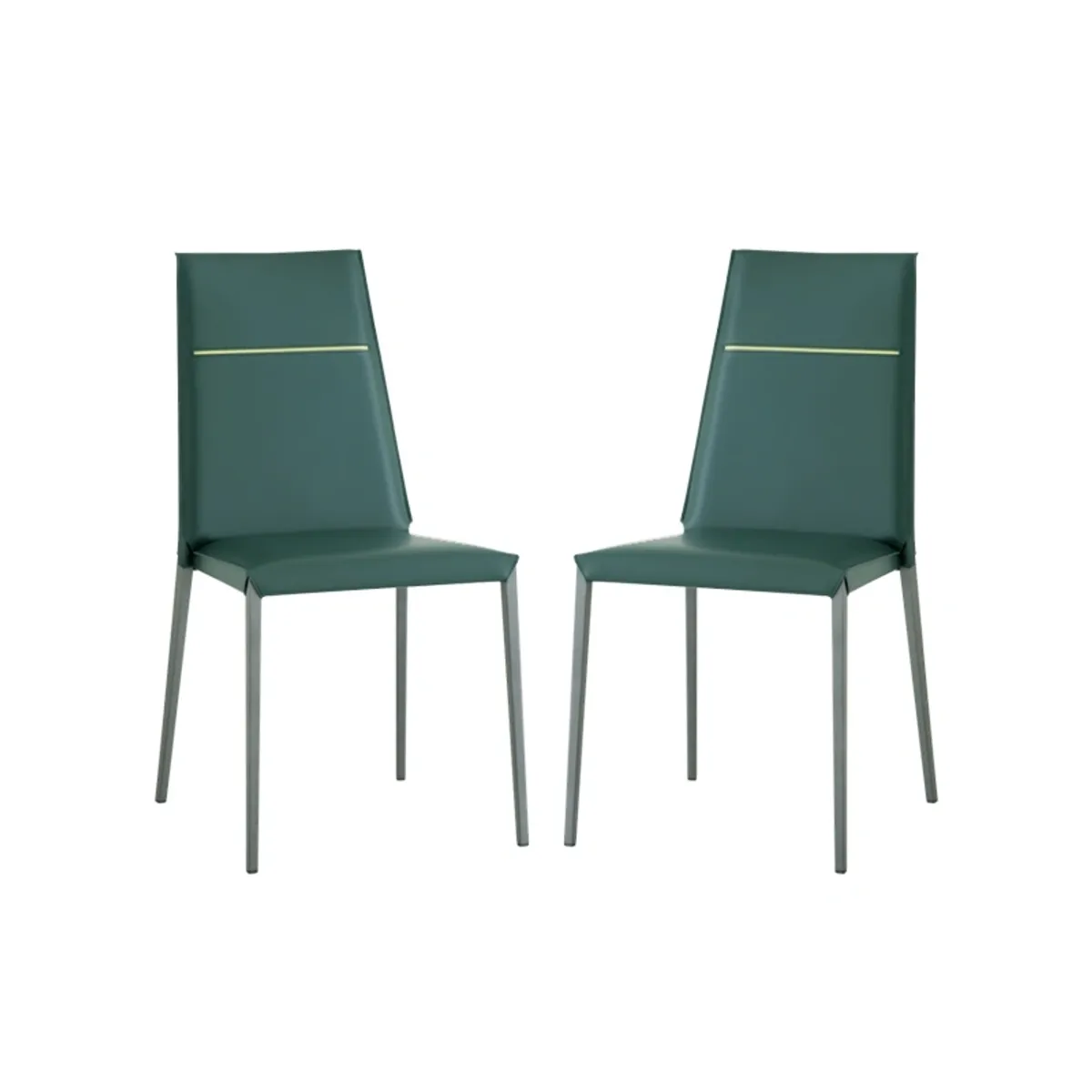 Lolas S - Chaise en croûte de cuir fabrication italienne avec liseré