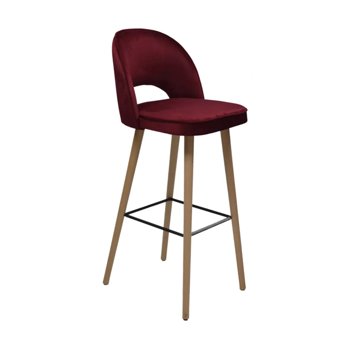 Bistrot - Tabouret de bar en tissu dossier ajouré avec pieds en bois — vue 5