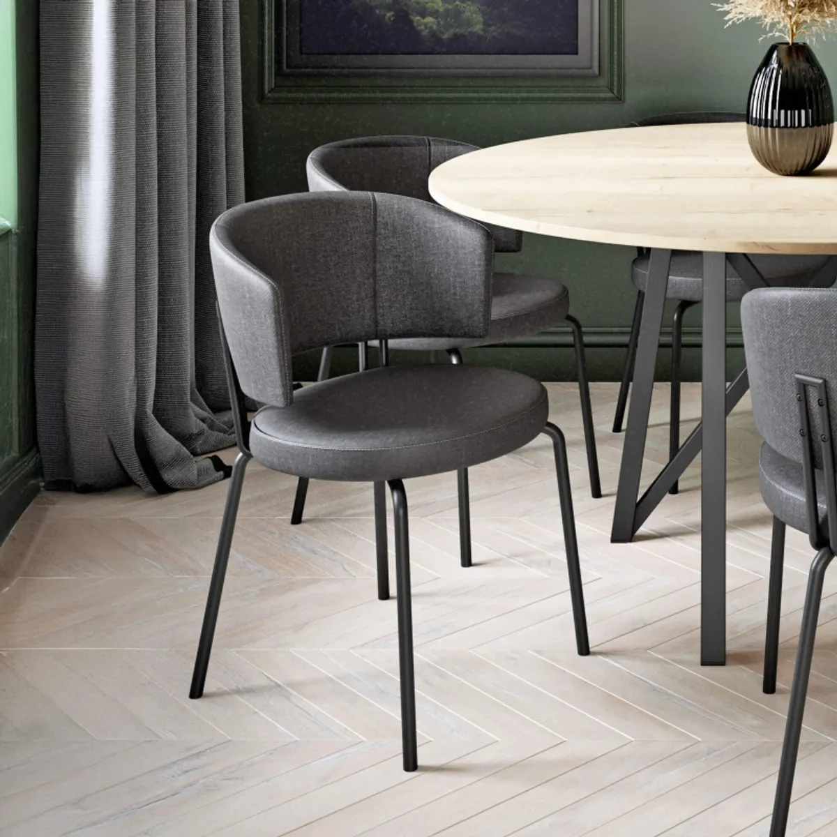 Aero - Chaise tendance belge en tissu pieds métal