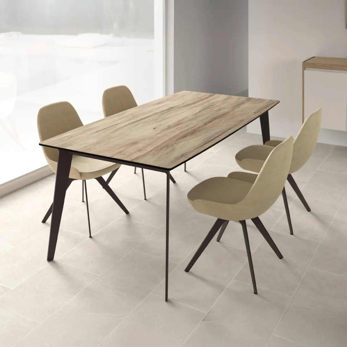 Infiné - Table de salle à manger plateau en céramique