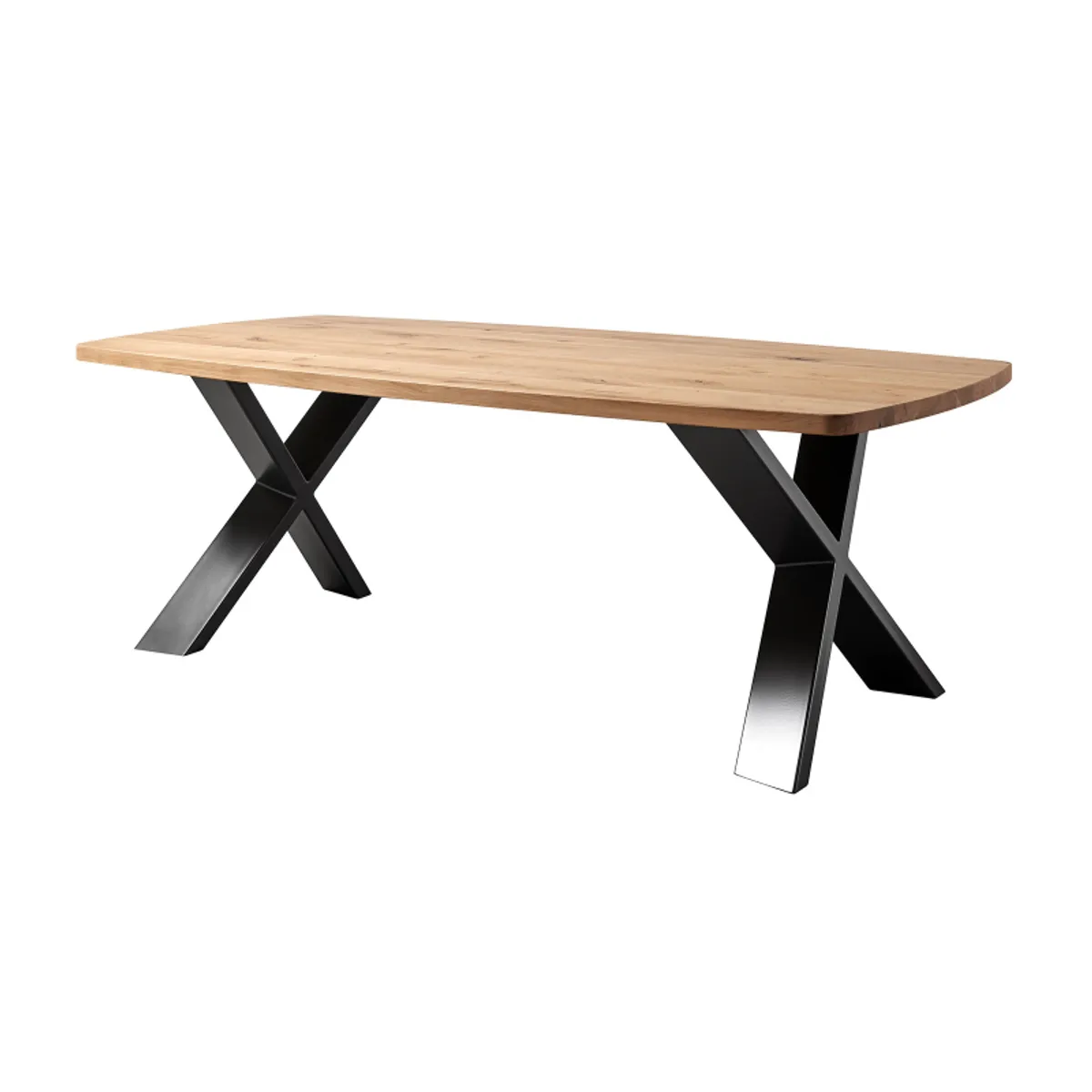 Carte - Table industrielle forme tonneau en bois massif pieds croisés — vue 3