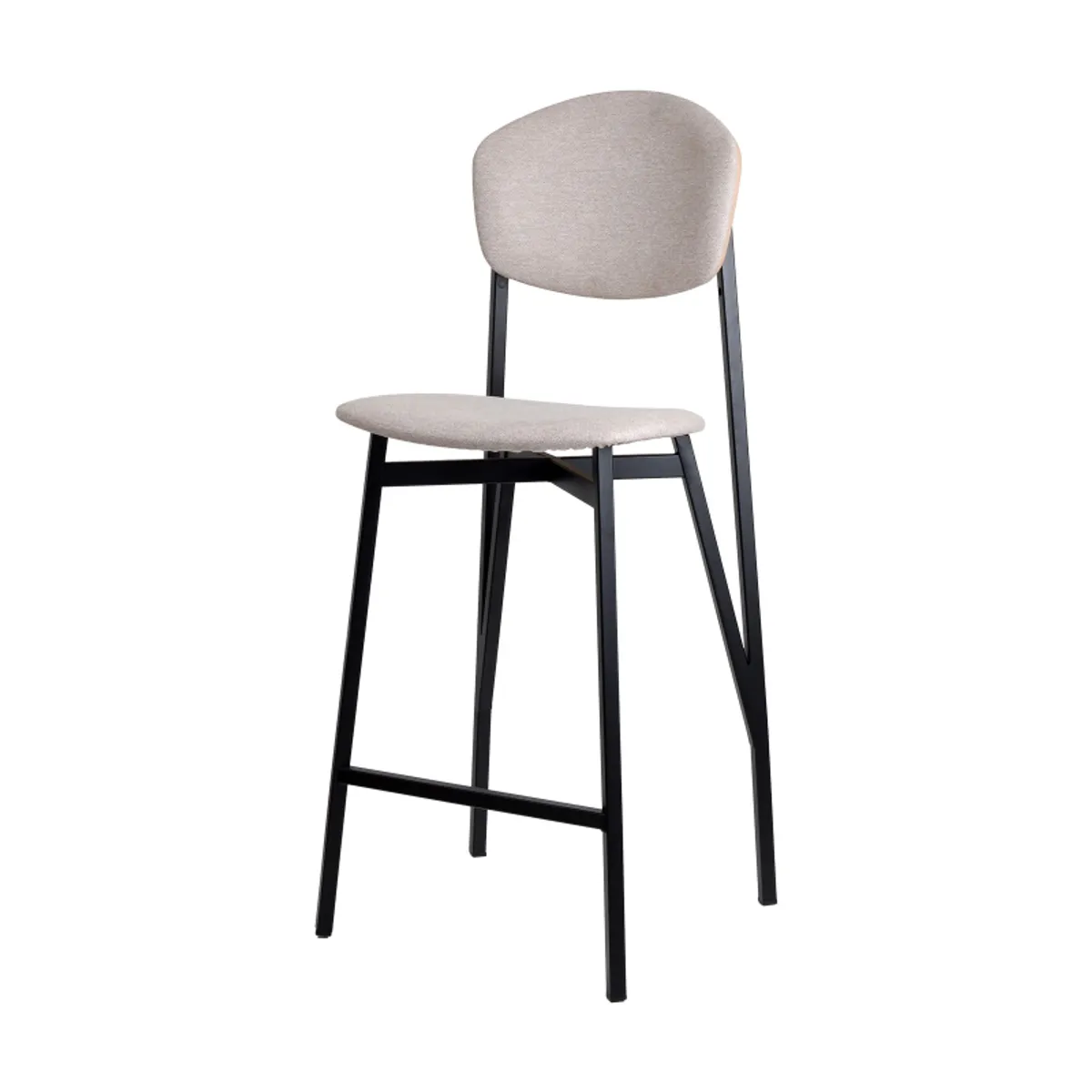 Artémis Carrier® - Tabouret snack design français assise et dossier en tissu dos en bois et pieds en — vue 3