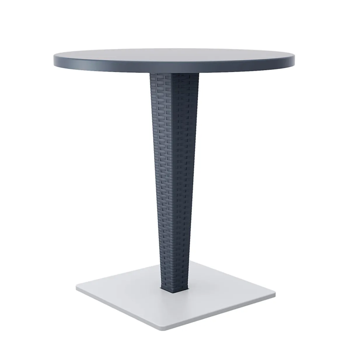 Riva - Table de jardin ronde en résine tressée et plateau werzalit — vue 4