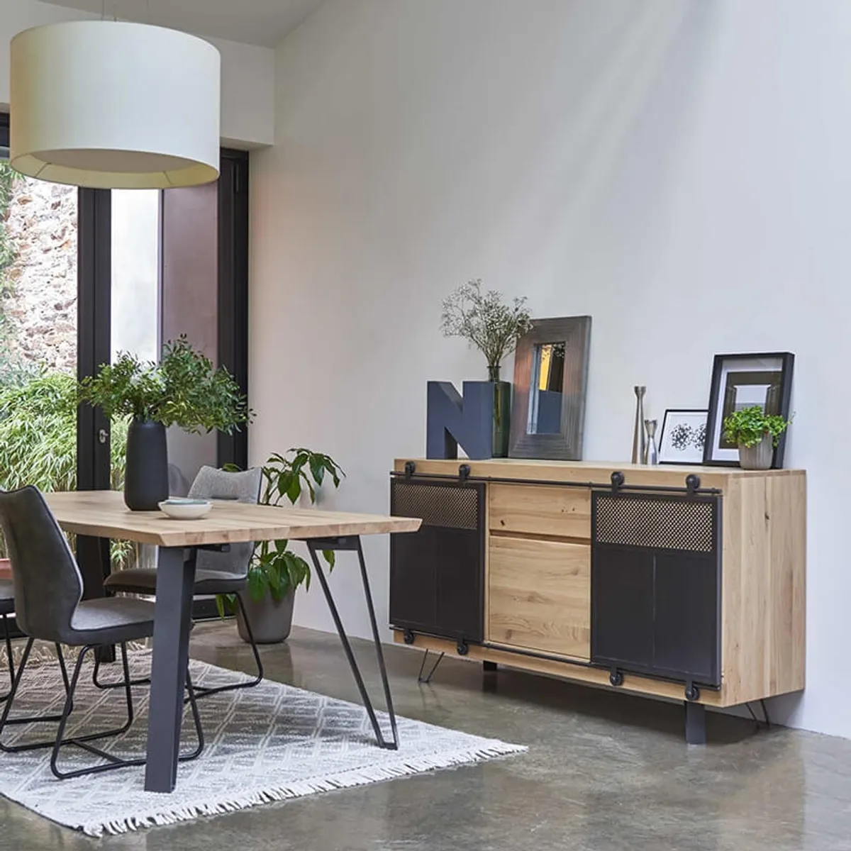 Fusion - Table design style industriel extensible pieds en épingle — vue 3