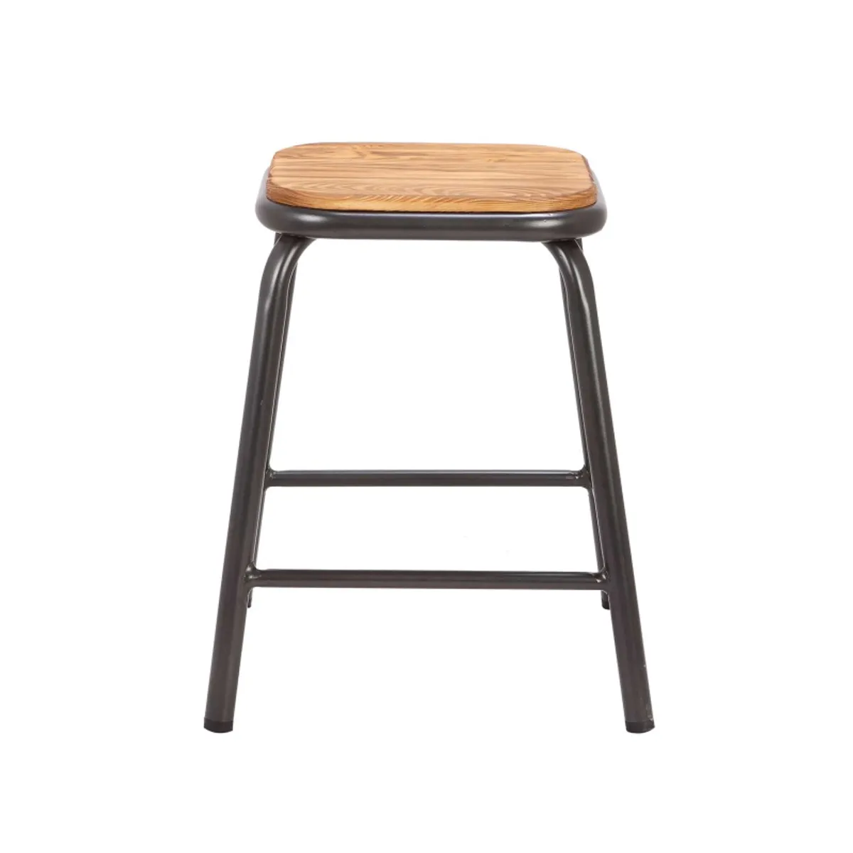 Matis - Tabouret bas industriel en métal assise bois — vue 3