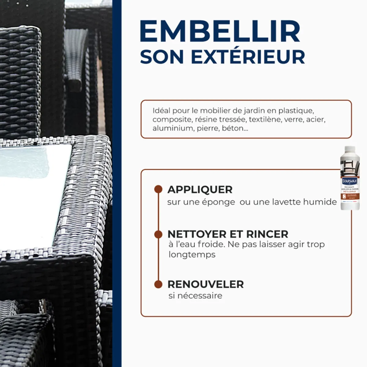 Décrassant mobilier jardin Starwax® - Nettoyant multisupports pour mobilier de jardin 500 ml — vue 4