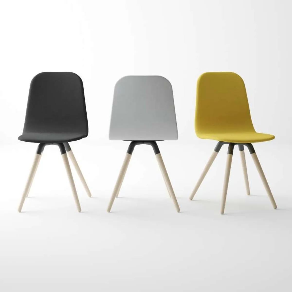 Nuba - Chaise scandinave en tissu avec pieds en bois — vue 3