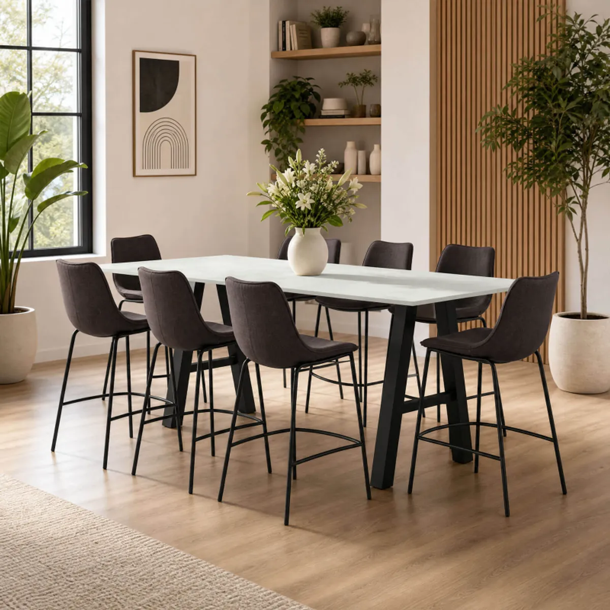 Coque - Tabouret snack coque en tissu gris et pieds en métal noir — vue 4