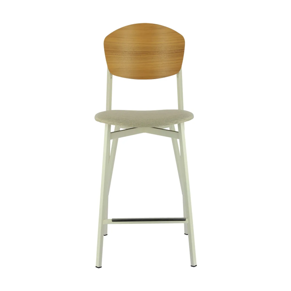 Artémis Carrier® - Tabouret snack design français assise en tissu dossier bois et pieds en métal — vue 3