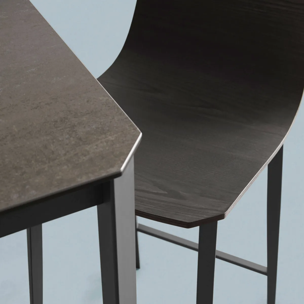 Salt Mobliberica® - Tabouret snack moderne en bois et pieds en métal — vue 4
