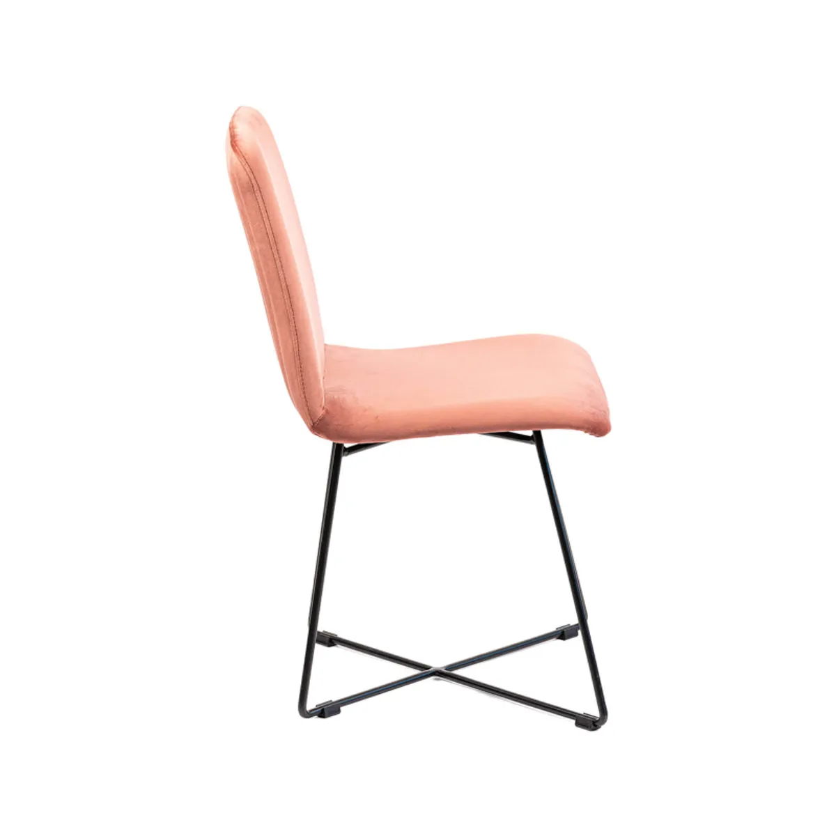 Plaza line - Chaise design en tissu avec dos matelassé et pieds en métal croisés — vue 4