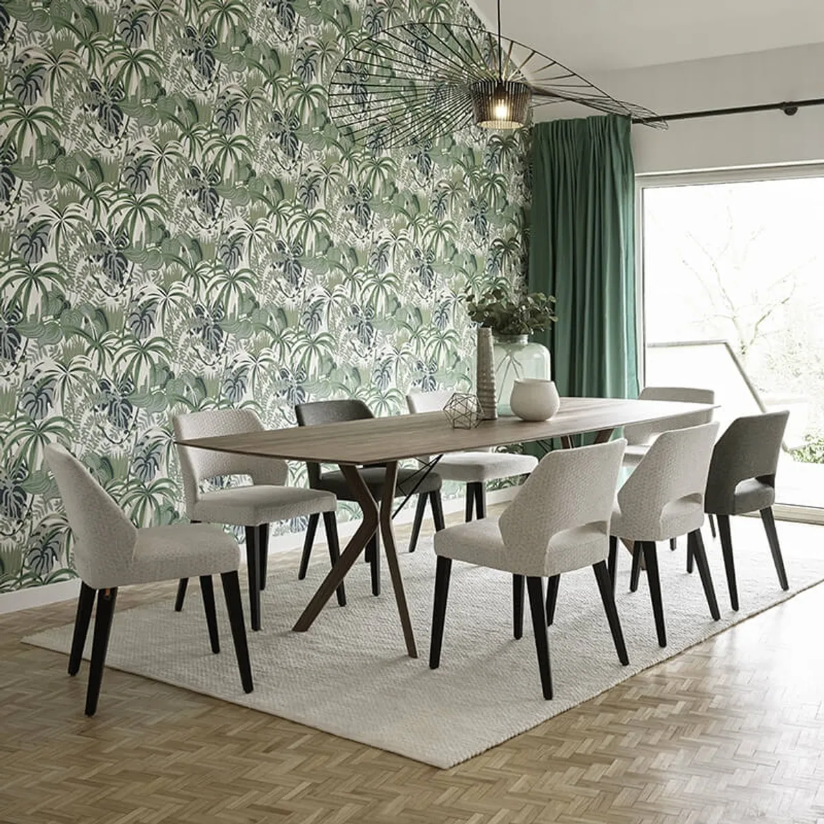 Lena Mobitec® - Chaise ajourée en tissu et pieds bois style moderne — vue 4