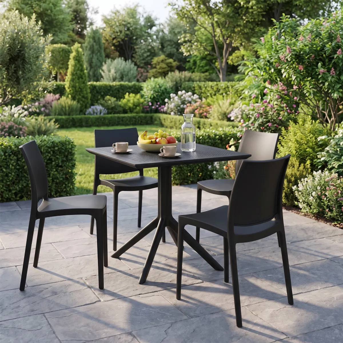 Sky - Petite table de jardin carrée en résine