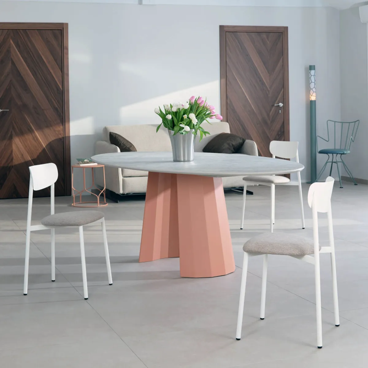 Colette Carrier® - Chaise française en métal avec assise en tissu rembourrée — vue 4