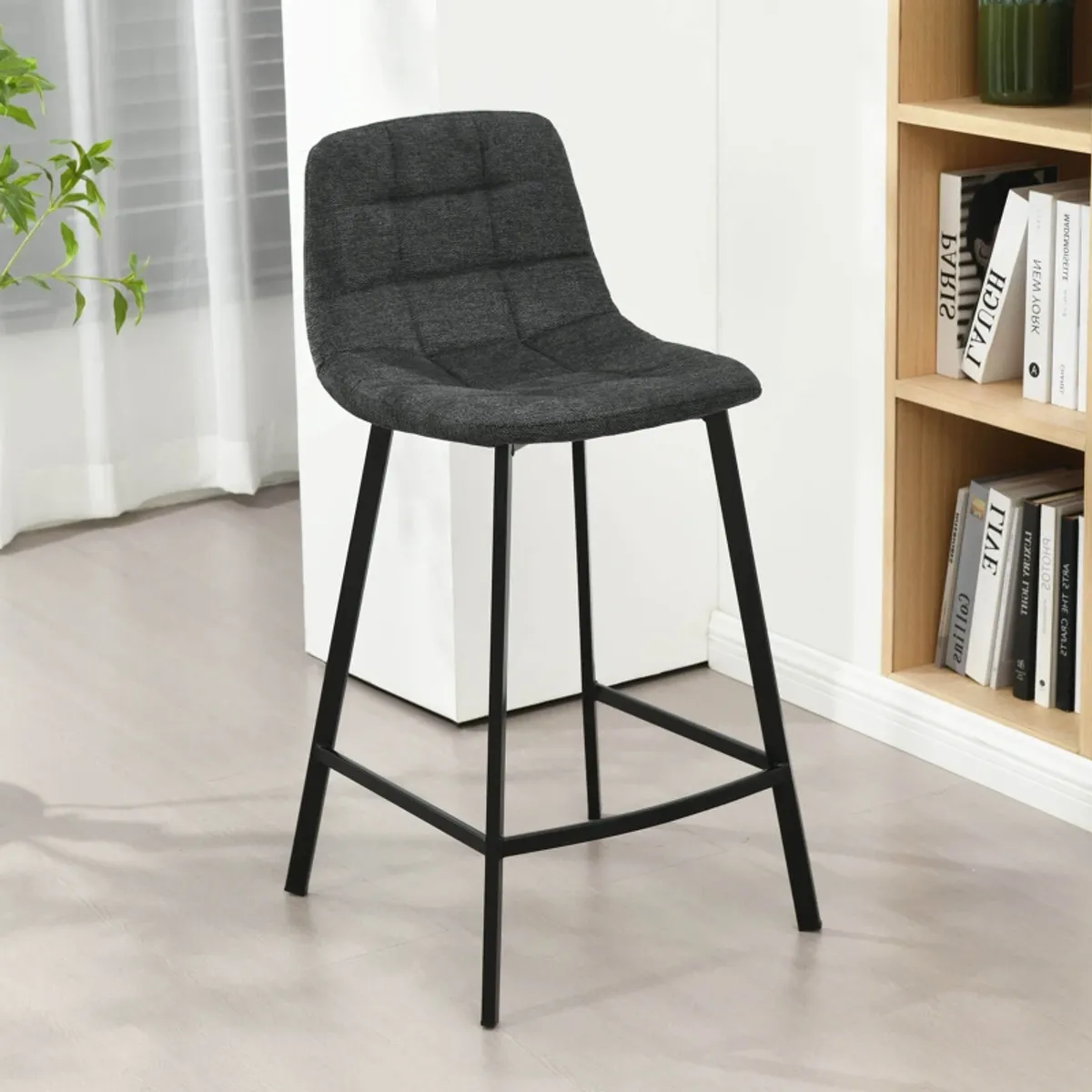 Carvi - Tabouret matelassé hauteur snack en tissu