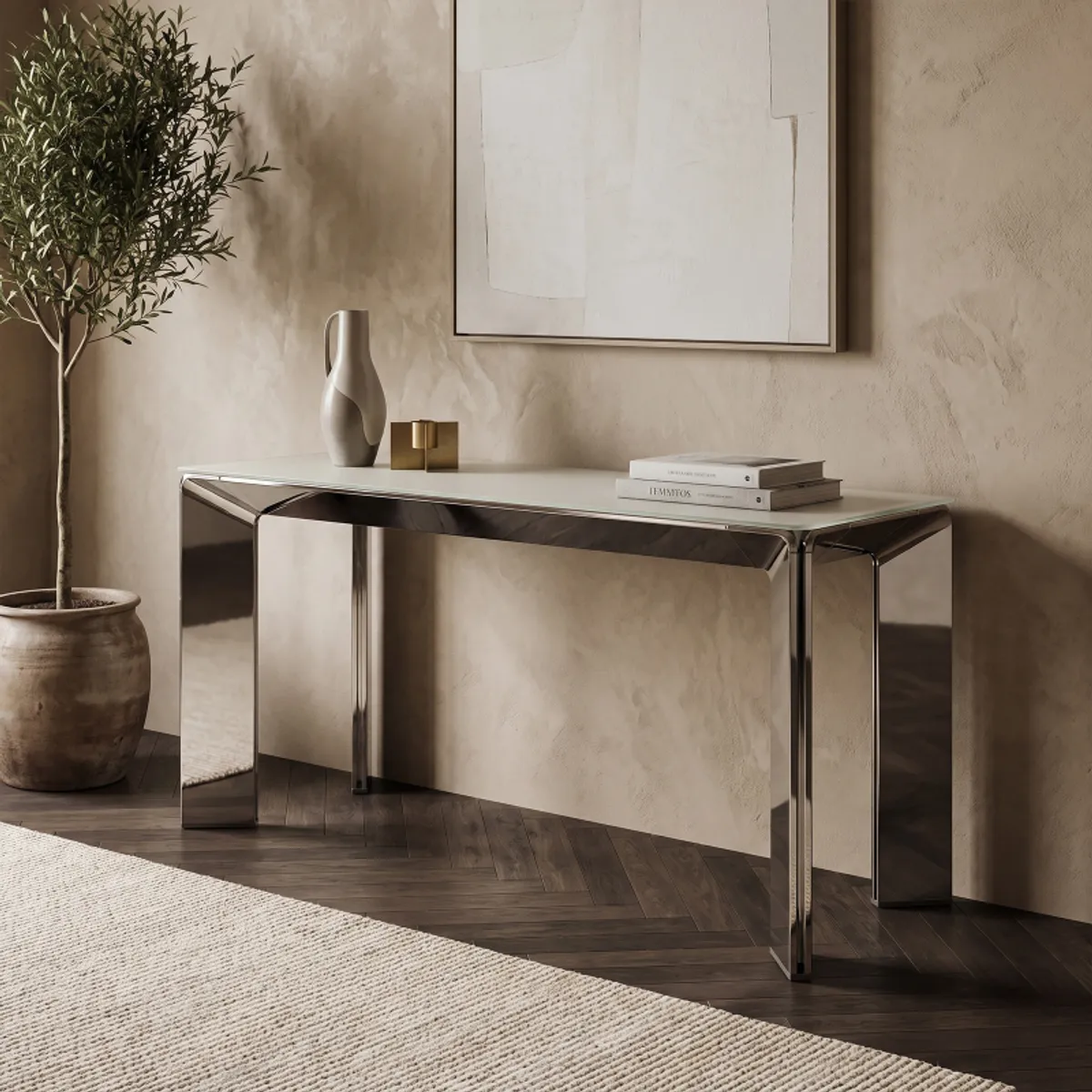 Class - Console en verre et pieds aluminium fabriquée en Italie — vue 4