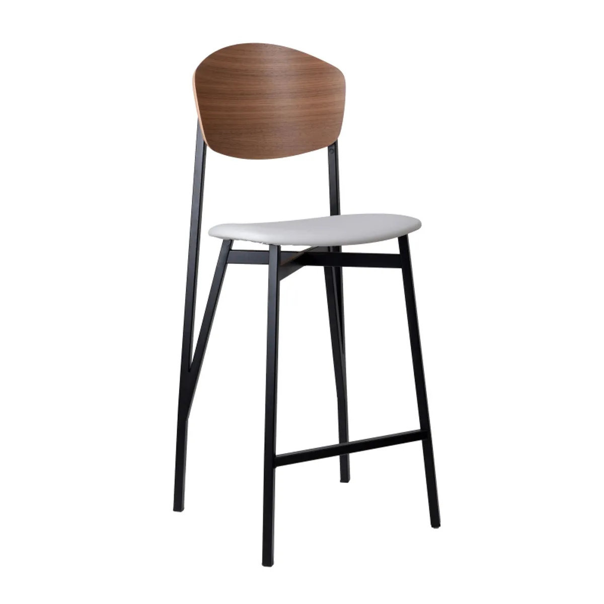 Artémis Carrier® - Tabouret snack design français assise en simili dossier bois et pieds en métal — vue 5