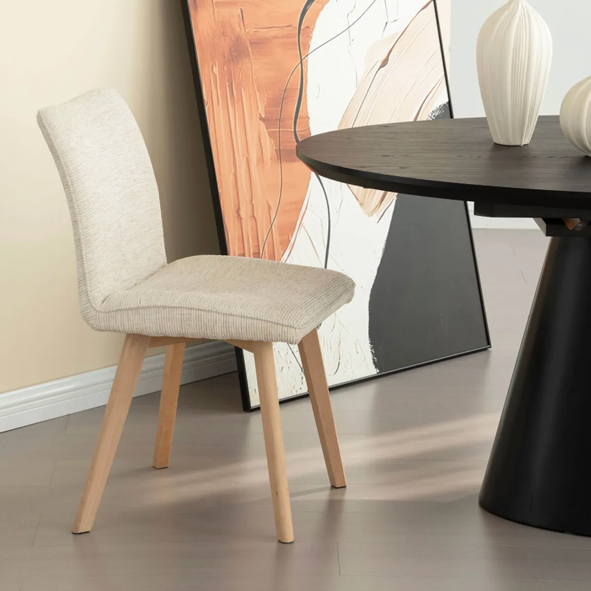 Coline - Chaise rembourrée en tissu avec pieds en bois — vue 5