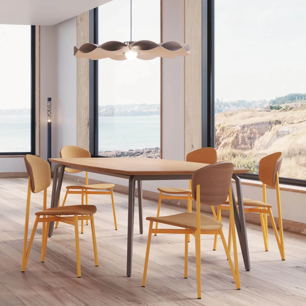 Artémis XL Carrier® - Chaise design française avec assise en tissu, dos du dossier bois et pieds en — vue 4