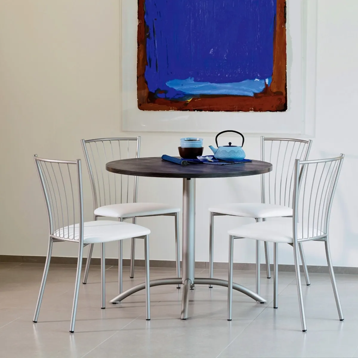 Laser - Table ronde de cuisine en stratifié