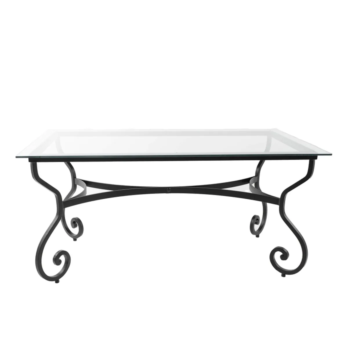 Damasco - Table style provençal plateau verre avec pieds en acier — vue 3