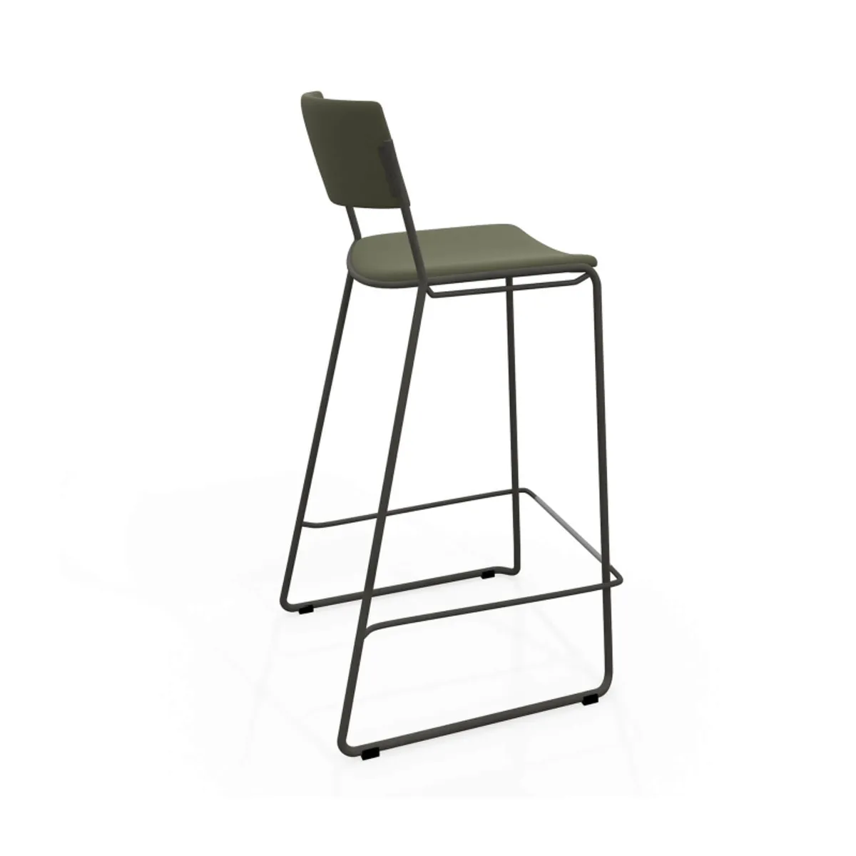 Zoom - Tabouret de bar moderne en simili avec pieds traîneau — vue 3