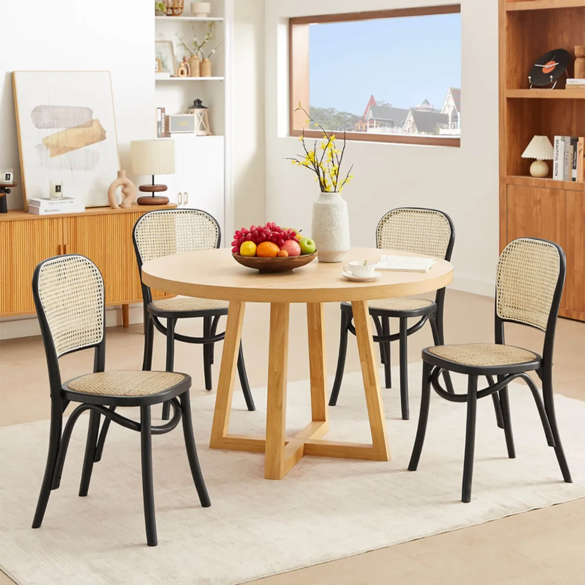 Brasserie - Chaise bistrot en bois et cannage — vue 5