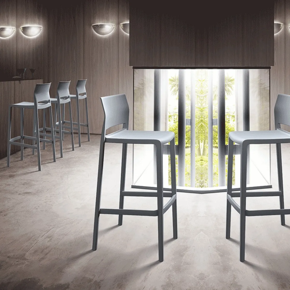 Bakhita - Tabouret de bar moderne empilable