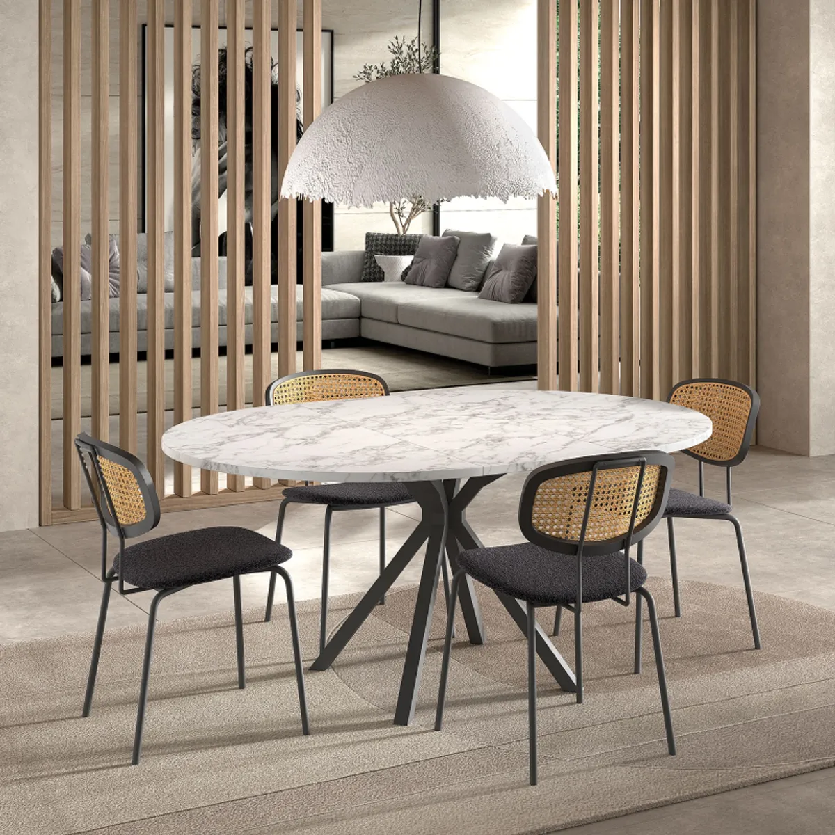 Onyx - Table ronde moderne extensible en stratifié avec pied central design — vue 4