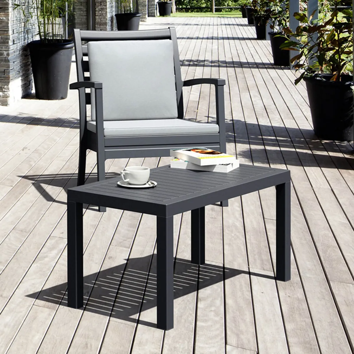 Ocean - Table basse de jardin en résine rectangulaire