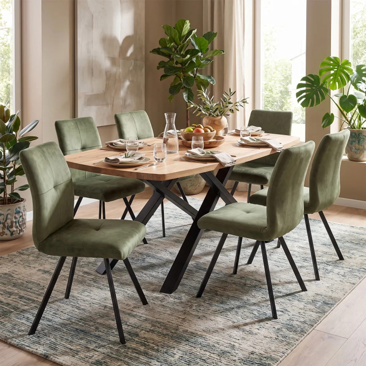 Carte - Table design en bois massif plateau tonneau et pied mikado — vue 4