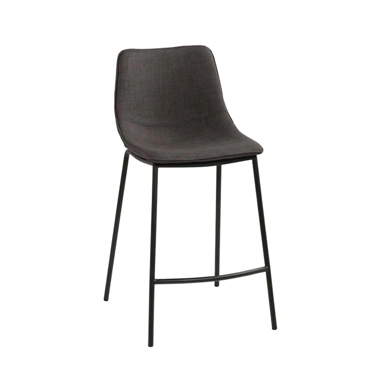Coque - Tabouret snack coque en tissu gris et pieds en métal noir — vue 3