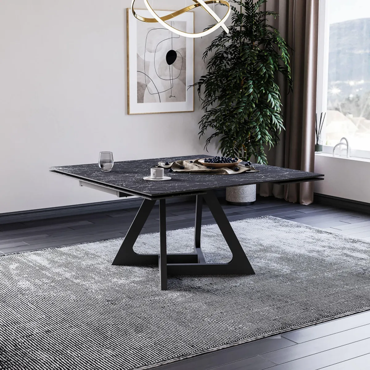 Hector - Table carrée extensible en céramique design avec pieds en métal — vue 5