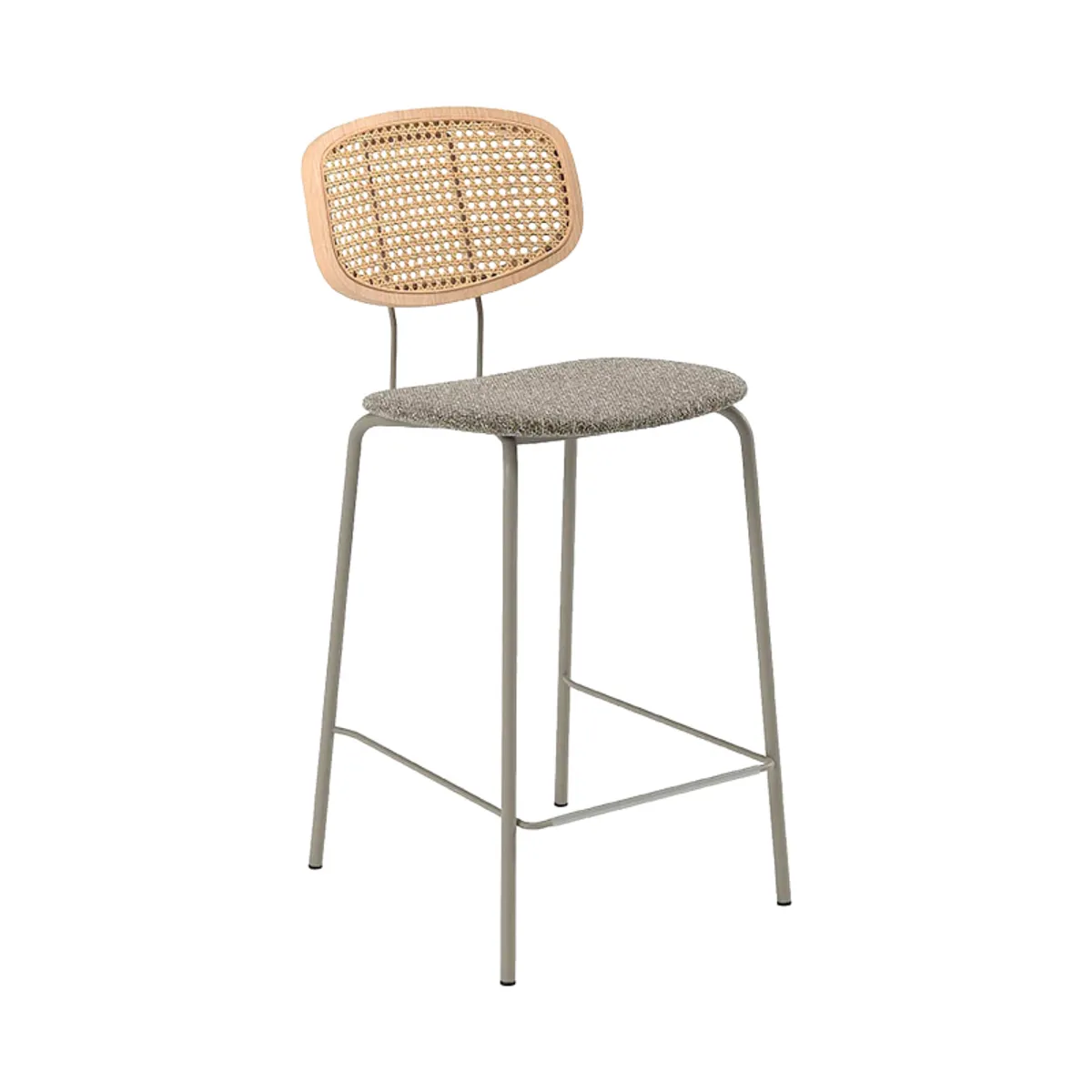 Ritmo - Tabouret snack rétro avec dossier cannage rotin et assise en simili — vue 3