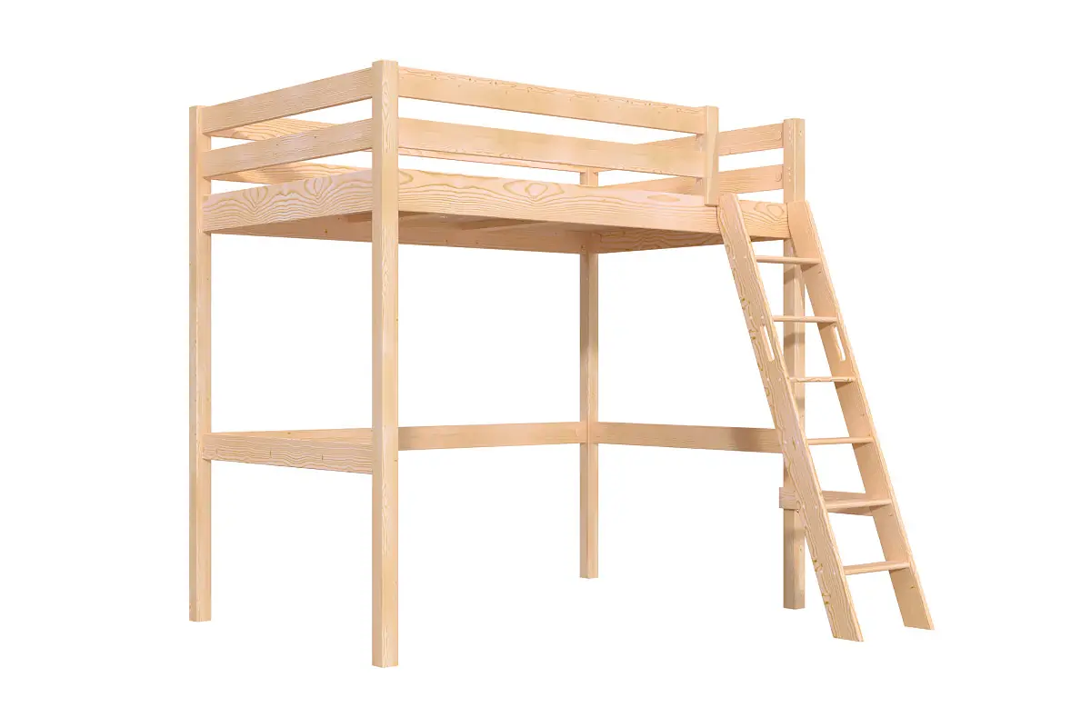 Lit mezzanine 1 place bois Sylvia échelle inclinée — vue 5