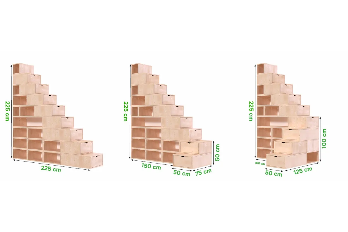 Escalier cube de rangement hauteur 225 cm — vue 5