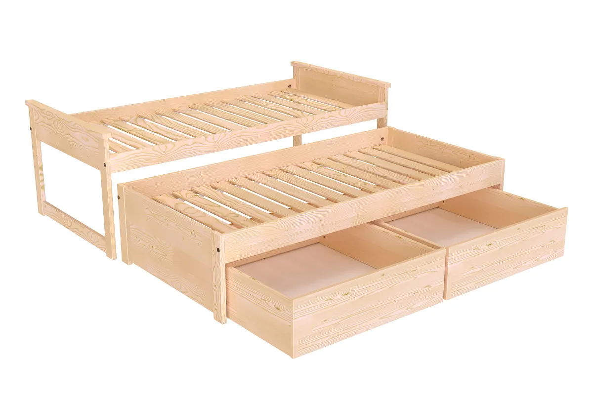 Lit Gigogne Maxi en bois + tiroirs de rangement — vue 4