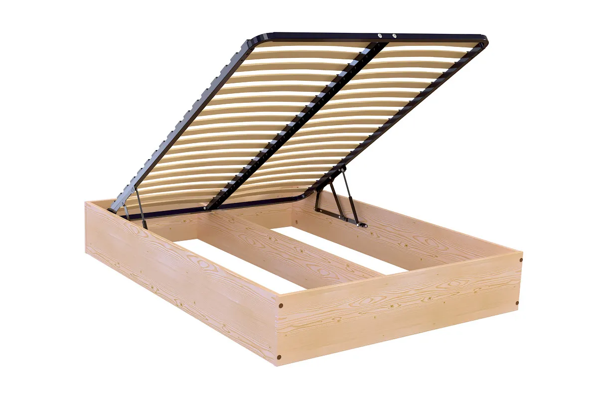 Lit coffre 2 places bois massif robuste - — vue 5