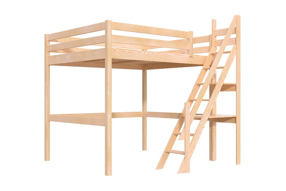 Lit Mezzanine bois Sylvia avec escalier de meunier — vue 5