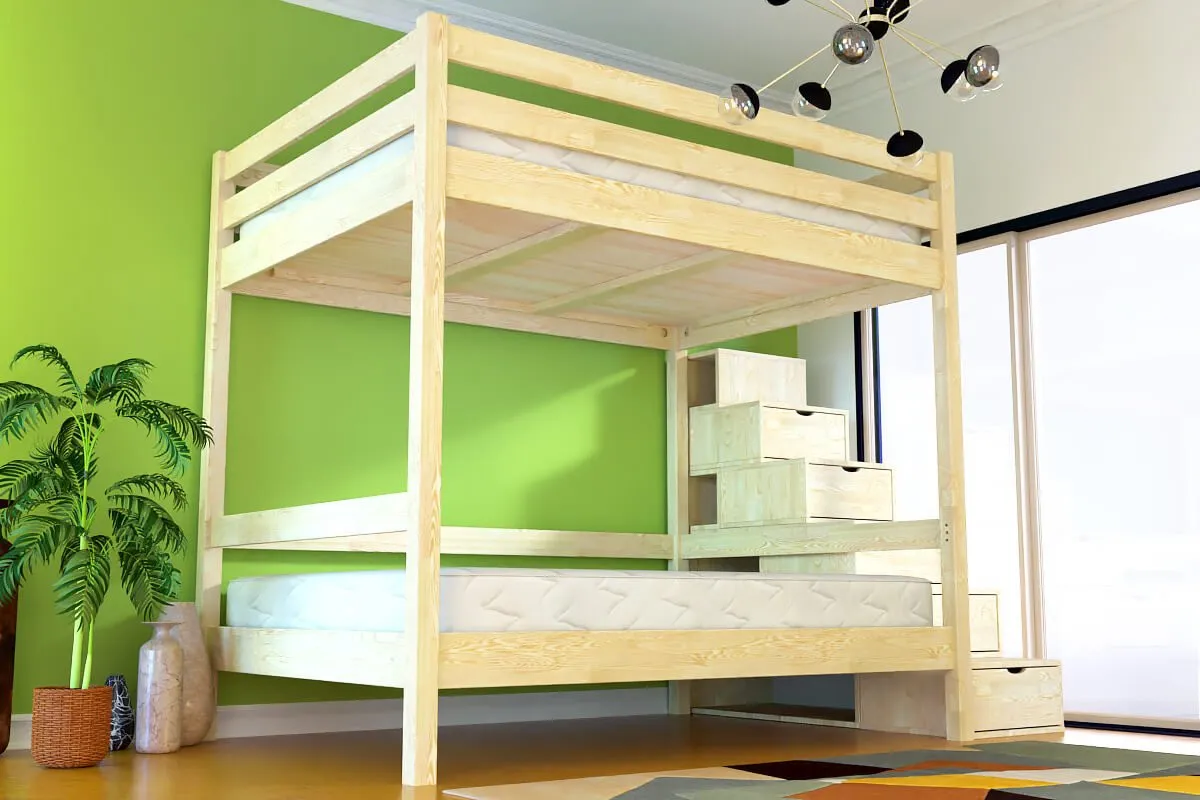 Lit superposé double + escalier rangement Sylvia — vue 3
