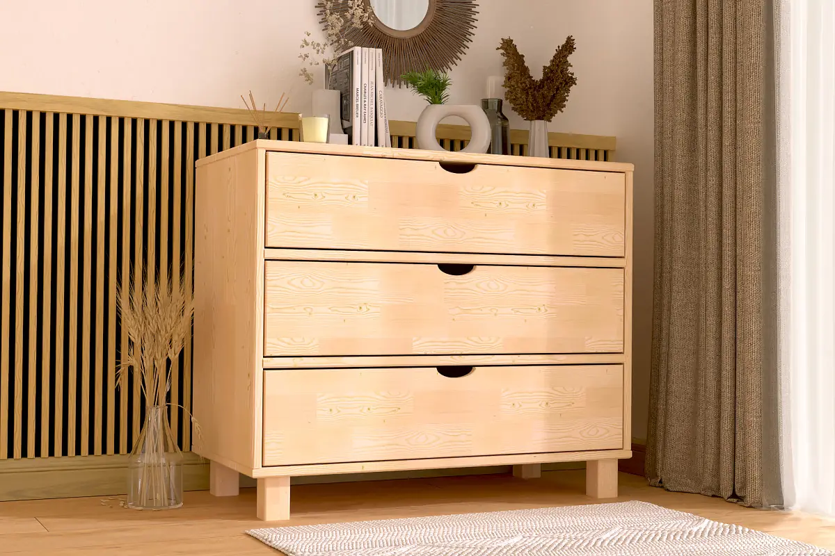 Commode bois 3 tiroirs Cube — vue 3