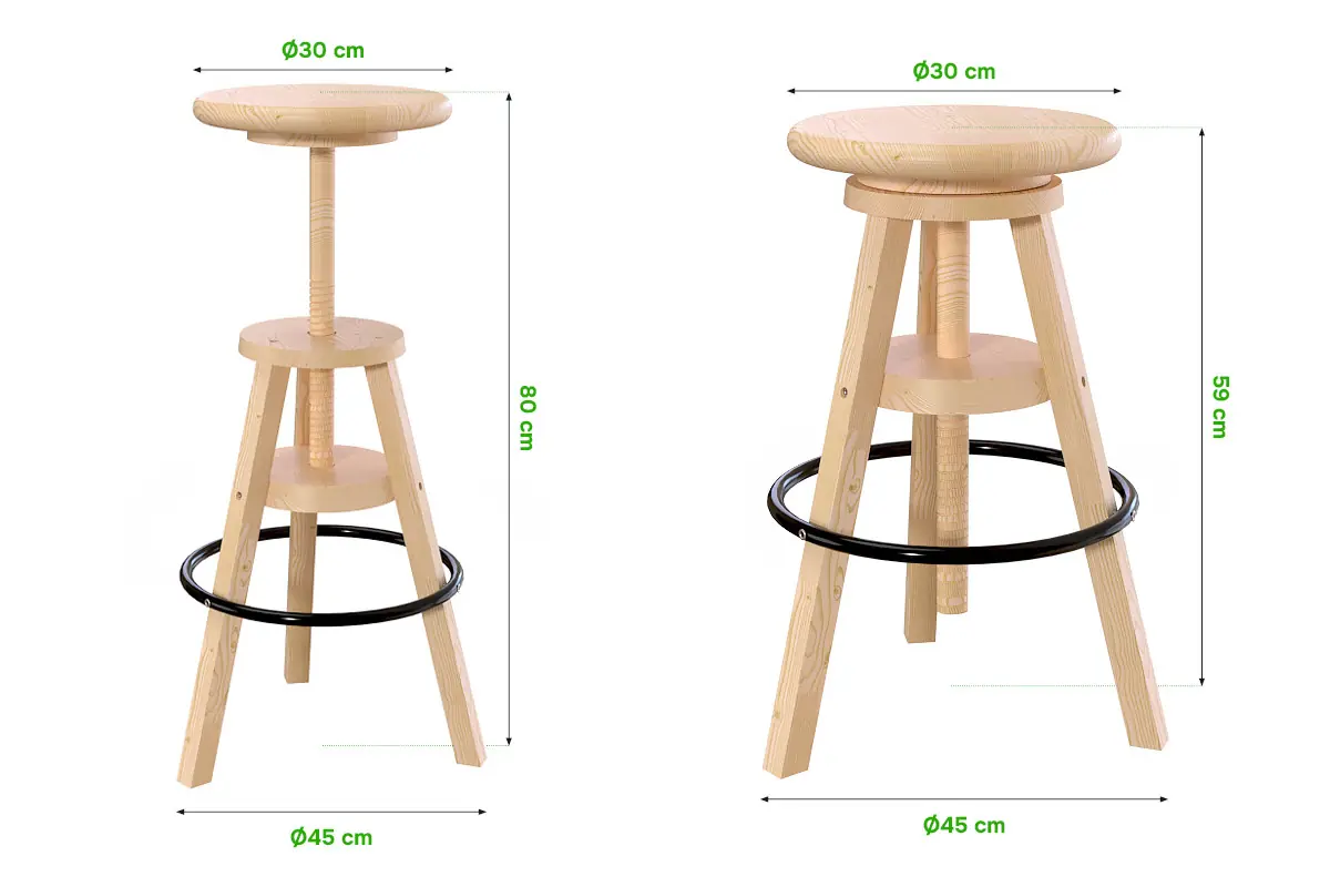 Tabouret de bar bois à vis — vue 4