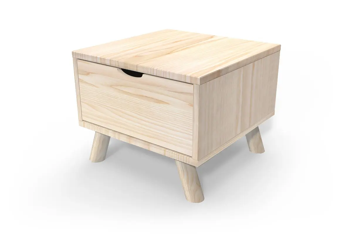 Table de chevet Scandinave bois Viking + tiroir