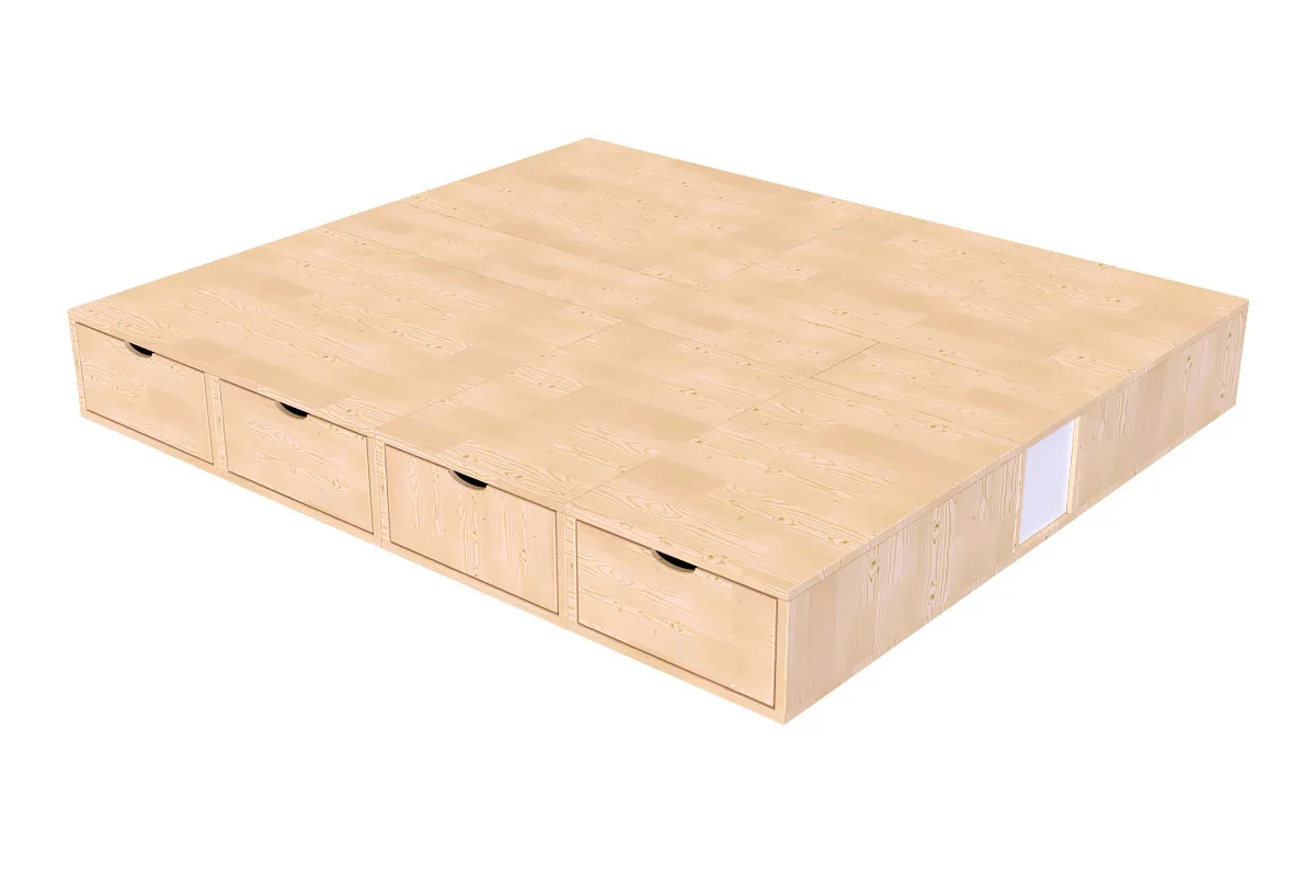 Lit double avec rangement tiroirs Cube -